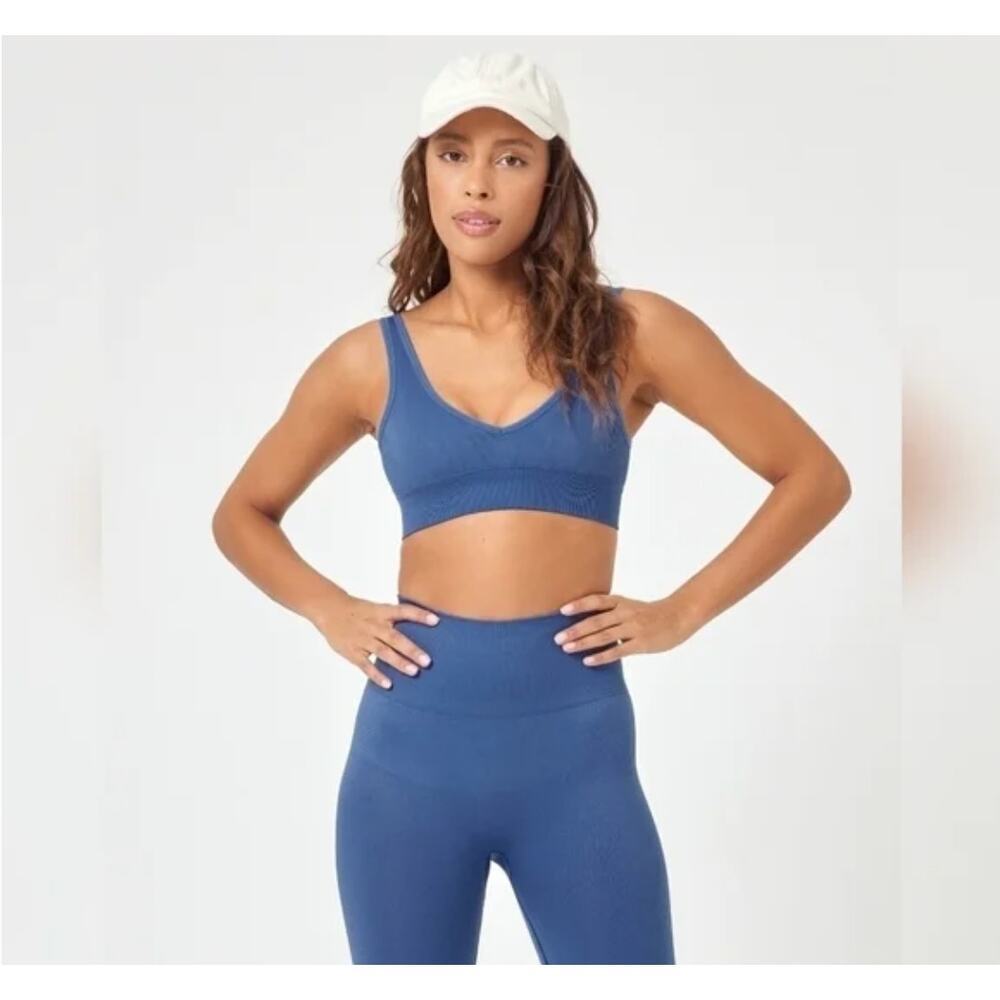 L*Space Work It Bra in True Blue Size XS/S ribbed